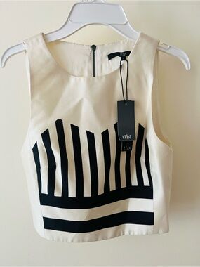 Tibi Tank Top with Black Geometric Print